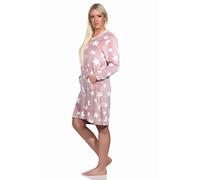 Normann Damen Langarm Nachthemd mit Bündchen in Sterneoptik aus kuschelig warmen Coralfleece, Farbe:rosa, Größe:44/46