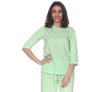 Normann Damen Langarm Schlafanzug Oberteil Pyjama Mix & Match - ideal zu kombinieren, Farbe:Punkte_grün, Größe:40-42