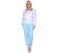 Normann Damen Langarm Schlafanzug Pyjama mit Bündchen in klassischer fraulicher Optik
