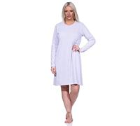 Normann Damen Nachthemd Bigshirt Langarm in Streifen - Ringel Optik