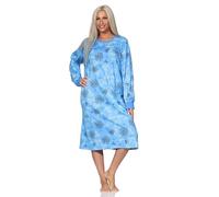 Normann Damen Nachthemd Langarm in Kuschel Interlock-Qualität - auch in Übergrößen, Farbe:blau, Größe:48-50