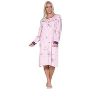 Normann Damen Nachthemd Langarm in Kuschel Interlock-Qualität - auch in Übergrößen, Farbe:rosa, Größe:40-42