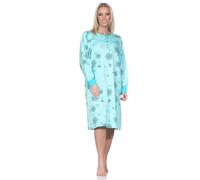 Normann Damen Nachthemd Langarm in Kuschel Interlock-Qualität - auch in Übergrößen, Farbe:türkis, Größe:52-54