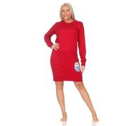 Normann Damen Nachthemd mit Bündchen Kuschel Interlock Qualität mit Tiermotiv, Farbe:rot, Größe:40-42