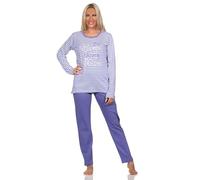 Normann Damen Schlafanzug lang Pyjama in feiner garngefärbten Streifenoptik, Farbe:lila, Größe:44-46