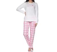 Normann Damen Schlafanzug mit Karierter Pyjama-Hose aus Single Jersey - auch in Übergröße