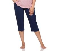 Normann Damen Schlafanzug Pyjama Capri-Hose 3/4-lang - Mix & Match - perfekt zu kombinieren, Farbe:Marine, Größe:44-46