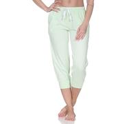 Normann Damen Schlafanzug Pyjama Capri-Hose 3/4-lang - Mix & Match - perfekt zu kombinieren, Farbe:Streifen_grün, Größe:40-42