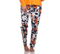 Normann Damen Schlafanzug Pyjama Hose lang mit floralen Print - perfekt zu kombinieren, Farbe:orange, Größe:40-42