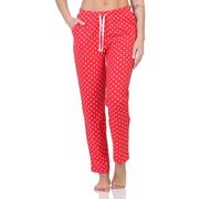 Normann Damen Schlafanzug Pyjama Hose lang Mix & Match - perfekt zu kombinieren, Farbe:Punkte_pink, Größe:36-38