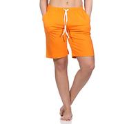 Normann Damen Shorty Schlafanzug Hose kurz - unifarben - perfekt zu kombinieren, Farbe:orange, Größe:40-42