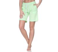 Normann Damen Shorty Schlafanzug Pyjama Hose kurz - Mix & Match - perfekt zu kombinieren, Farbe:Punkte_grün, Größe:40-42