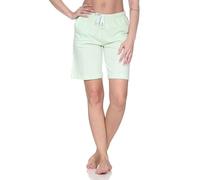 Normann Damen Shorty Schlafanzug Pyjama Hose kurz - Mix & Match - perfekt zu kombinieren, Farbe:Streifen_grün, Größe:40-42
