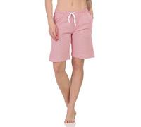 Normann Damen Shorty Schlafanzug Pyjama Hose kurz - Mix & Match - perfekt zu kombinieren, Farbe:Streifen_pink, Größe:48-50