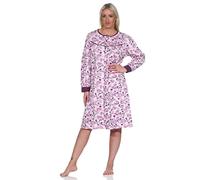 Normann Edles Damen Nachthemd Langarm in Kuschel Interlock-Qualität - auch in Übergrössen, Farbe:rosa, Größe:36/38