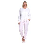 Normann Eleganter Damen Pyjama Schlafanzug mit Bündchen im Paysley Design und Knopfleiste am Hals, Farbe:rosa, Größe:52/54