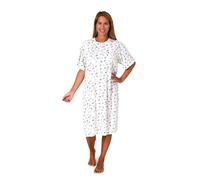 Normann Frauliches Kurzarm Damen Nachthemd in klassischer Optik,105 cm Länge, Knopfleiste am Hals, Farbe:Creme, Größe:44-46