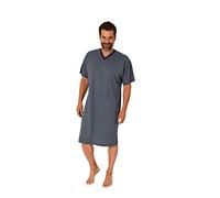 Normann Germany Herren Nachthemd, V-Auschnitt, Kurzarm, Knielang, Allover, Baumwolle, 70670