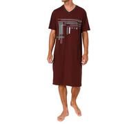 Normann Herren Kurzarm Nachthemd mit eleganten Frontprint - - auch in Übergrössen, Farbe:rot, Größe:56/58