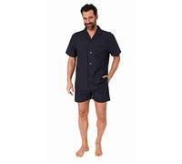 Normann Herren Kurzarm Schlafanzug Shorty gewebt zum Knöpfen in eleganter Optik, Farbe:anthrazit, Größe:52