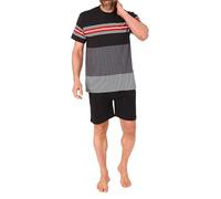 Normann Herren Kurzarm Schlafanzug Shorty in eleganten Streifendesign - auch in Übergrößen, Farbe:rot, Größe:68/70