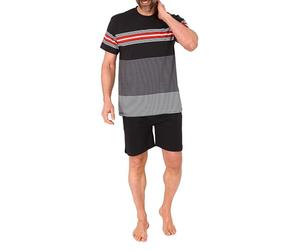 Normann Herren Kurzarm Schlafanzug Shorty in eleganten Streifendesign - auch in Übergrößen, Farbe:rot, Größe:68/70