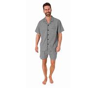 Normann Herren Kurzarm Schlafanzug Shorty Pyjama gewebt zum Knöpfen im eleganten Design, Farbe:schwarz/weiß, Größe:58
