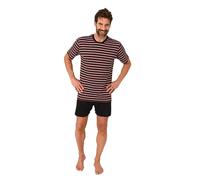 Normann Herren Kurzarm Schlafanzug Shorty Pyjama in Streifenoptik, Farbe:schwarz, Größe:52