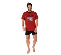 Normann Herren Kurzarm Schlafanzug Shorty Pyjama mit Automotiv in eleganter Optik, Farbe:rot, Größe:56