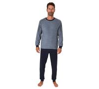 Normann Herren Langarm Frottee Schlafanzug Pyjama mit Bündchen - auch in Übergrößen, Farbe:blau, Größe:56