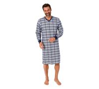 Normann Herren Langarm Nachthemd mit Bündchen und V-Hals - Sleepshirt auch in Übergrößen, Farbe:Marine, Größe:52-54