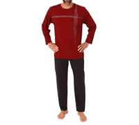 Normann Herren Langarm Schlafanzug Pyjama mit Frontprint in zeitlos eleganter Optik, Farbe:rot, Größe:54