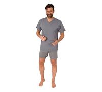 Normann Herren Schlafanzug kurz Shorty Pyjama aus 100% Baumwolle, Farbe:grau, Größe:58