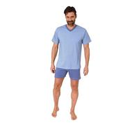 Normann Herren Schlafanzug kurz Shorty Pyjama aus 100% Baumwolle, Farbe:hellblau, Größe:56
