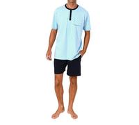 Normann Herren Schlafanzug Kurzarm Shorty Pyjama aus 100% Baumwolle - auch in Übergrößen, Farbe:hellblau, Größe:54