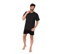 Normann Herren Schlafanzug Kurzarm Shorty Pyjama in edler Minimal Print Optik, Farbe:schwarz, Größe:54