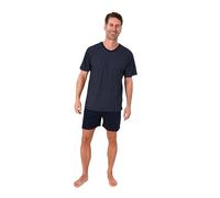 Normann Herren Schlafanzug Kurzarm Shorty Pyjama in Zeitloser Minimal Print Optik, Farbe:gelb, Größe:56