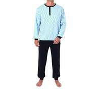 Normann Herren Schlafanzug lang mit Bündchen aus Baumwolle - Pyjama auch in Übergröße, Farbe:hellblau, Größe:60/62