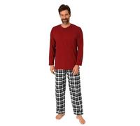Normann Herren Schlafanzug lang mit Flanell-Hose in Karo-Optik - auch in Übergröße, Farbe:rot, Größe:56