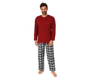 Normann Herren Schlafanzug lang mit Flanell-Hose in Karo-Optik - auch in Übergröße, Farbe:rot, Größe:54