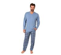 Normann Herren Schlafanzug lang mit Jersey Pyjama Hose in Karo Optik - auch in Übergrößen