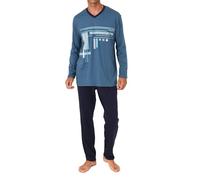 Normann Herren Schlafanzug Langarm Pyjama - Baumwolle - auch in Übergrössen, Farbe:blau, Größe:54