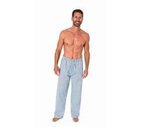 Normann Herren Schlafanzug Pyjama Hose lang kariert aus Baumwolle Schlafhose für Männer, Farbe:blau, Größe:50