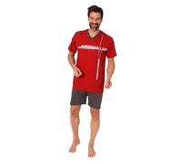 Normann Herren Schlafanzug Shorty Kurzarm Pyjama mit edlen Frontprint - auch in Übergröße, Farbe:rot, Größe:56