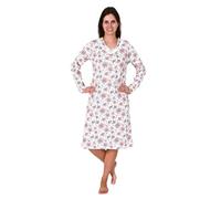 Normann Verspieltes frauliches Damen Nachthemd mit Spitze in floralem Design - 105 cm, Farbe:Weiss, Größe:48-50