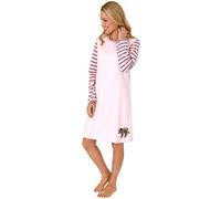 NORMANN-Wäschefabrik Damen Nachthemd Langarm Kuschelinterlock - süsses Faultier Tiermotiv - auch in Übergrössen, Farbe:rosa, Größe2:60/62