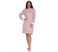NORMANN-Wäschefabrik Damen NachthemdSleepshirt Langarm gestreift mit Bündchen - auch in Übergrössen, Farbe:rosa, Größe2:52/54