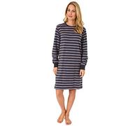 NORMANN-Wäschefabrik Damen NachthemdSleepshirt Langarm gestreift mit Bündchen - auch in Übergrössen, Farbe:anthrazit-Melange, Größe2:40/42