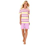 NORMANN-Wäschefabrik Damen Shorty mit geringeltem Oberteil in sommerlichen Farben & Bermuda Hose 191 205 90 228, Farbe:Altrose, Größe2:48/50