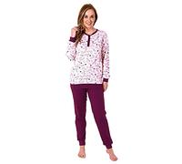 NORMANN-Wäschefabrik Edler Damen Interlock Pyjama lang mit Bündchen - auch in Übergrössen - 212 201 96 105, Farbe:rosa, Größe:56-58